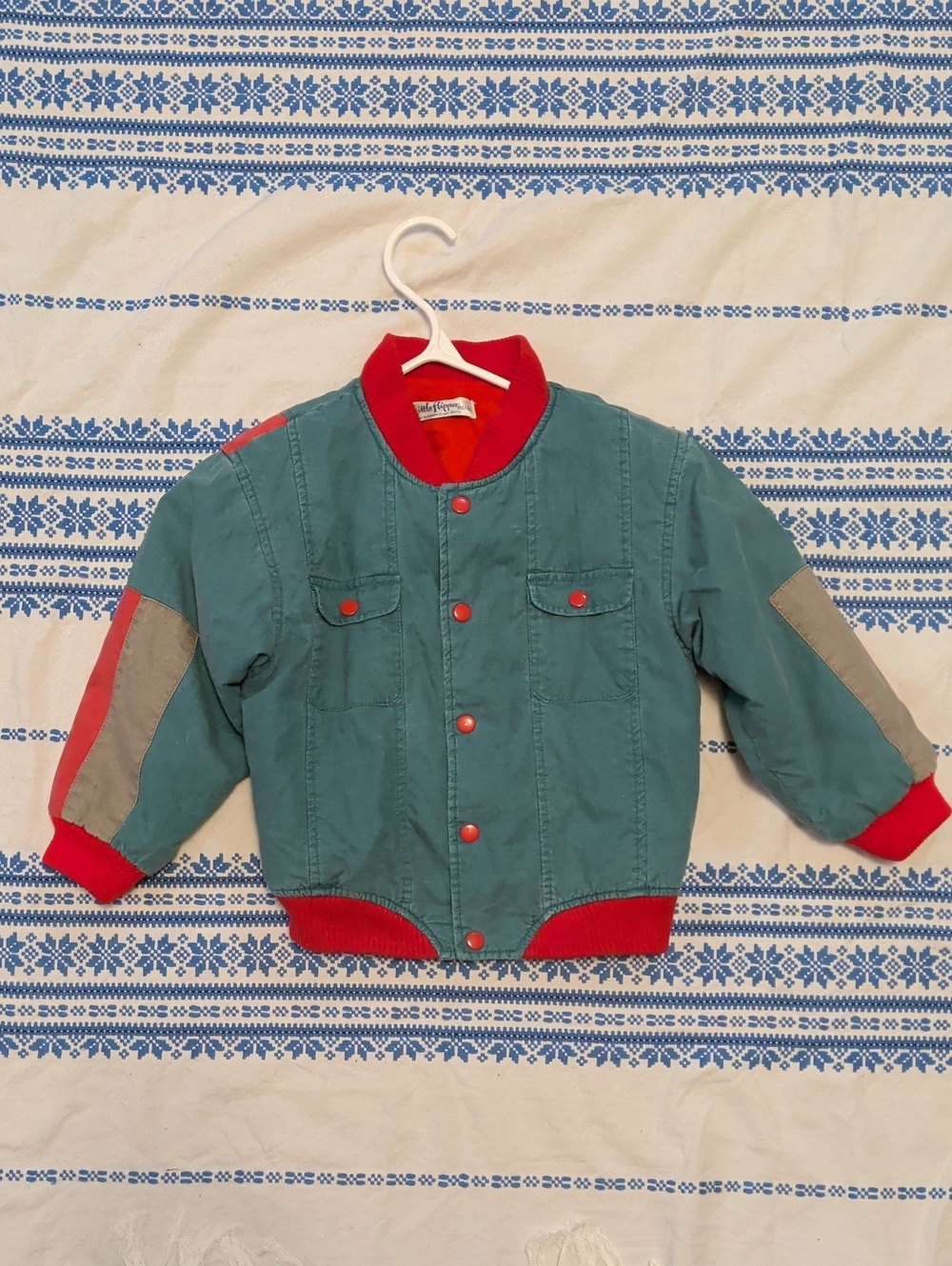 Kids Vintage 90s Red & Teal Bomber Jacket 4T/5T (Asian Size 110)